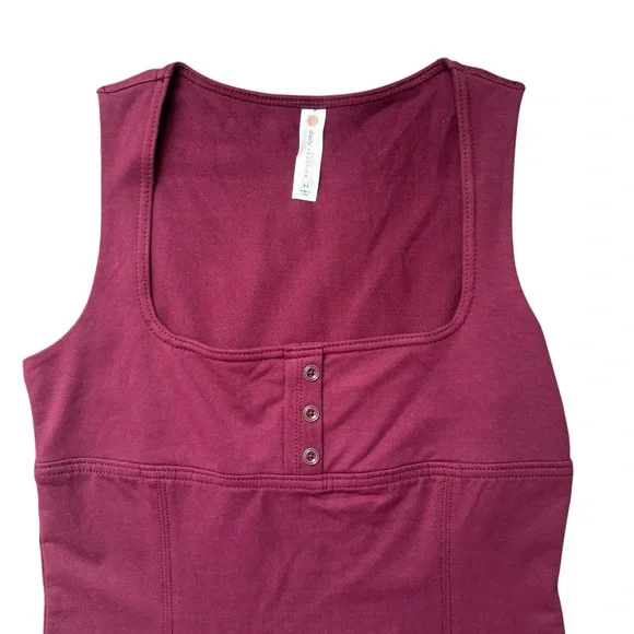 Anthropologie Daily Practice Burgundy Slim Tank Mini Dress Square Neck Size XS - Picture 3 of 6